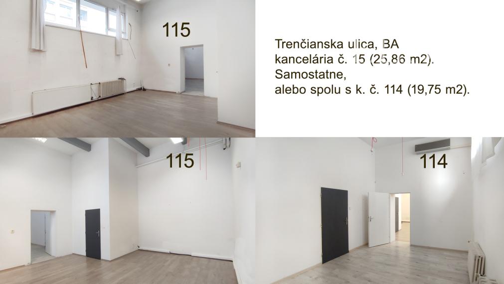 ELYZIA | TOP LOKALITA! PRENÁJOM kancelárie, vysoké stropy, Trenčianska ul.,Bratislava II